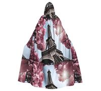 WHJSHOP Parigi Torre Eiffel Fiore Immagine Halloween Adulto Mantello con Cappuccio Uomini E Donne Abbigliamento Mantello Gioco di Ruolo