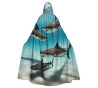 WHJSHOP Pesce nel profondo mare immagine Halloween adulto mantello con cappuccio abbigliamento uomo e donna mantello gioco di ruolo