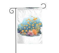 WHJSHOP Pesce nella barriera corallina stampa bandiere da giardino 30,5 x 45,7 cm per decorazione cortile con 3 cm di larghezza di posizione (solo bandiera, asta non inclusa)