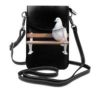 WHJSHOP Piccione bianco su una borsa del telefono di vibrazione della borsa di cuoio delle piccole donne di cuoio di immagine della panchina, impermeabile e durevole