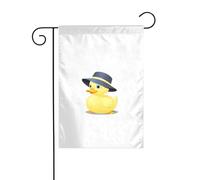 WHJSHOP Piccola anatra gialla che indossa un cappello stampa bandiere da giardino 30,5 x 45,7 cm per decorazione cortile con 3 cm di larghezza di posizione (solo bandiera, asta non inclusa)