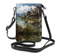 WHJSHOP Piccola borsa del telefono di vibrazione della borsa a tracolla delle donne di cuoio delle foto della città delle favole, impermeabile e durevole
