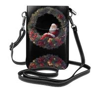 WHJSHOP Piccola borsa del telefono di vibrazione della tracolla delle donne di cuoio dell'immagine della corona di Natale, impermeabile e durevole