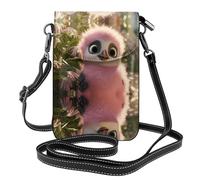 WHJSHOP Piccola borsa di cuoio del telefono di vibrazione di vibrazione delle donne di cuoio di immagine del pinguino rosa sveglio, impermeabile e durevole