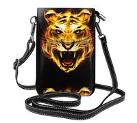 WHJSHOP Piccola borsa per telefono cellulare 19,3 x 12,4 cm Tiger Fierce Fierce Stampa Pelle Crossbody Flap Custodia per telefono per le donne, perfetta per passeggiate, campeggio, nero