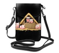 WHJSHOP Piglets in the Straw House Picture Small Leather Women Crossbody Flip Phone Bag, impermeabile e durevole