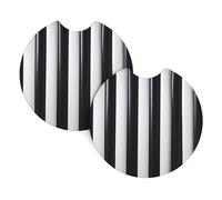 Whjshop Portabicchieri per interni auto, 2 pezzi, con stampa a righe bianche e nere, impermeabile e veloce, per auto, camion, SUV e navi