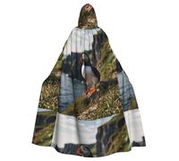WHJSHOP Puffin Cliffs modello Halloween adulto con cappuccio mantello è un mantello super grande, confortevole e resistente