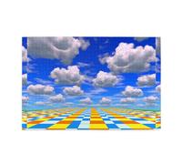 Whjshop - Puzzle da 1000 pezzi, con bandiera a scacchi, in legno, di qualità, per adulti e bambini, puzzle divertenti, antistress