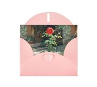 WHJSHOP Roses in the Courtyard Prints, biglietto di auguri con carta perlescente di alta qualità, effetto perlato su entrambi i lati, busta in carta perlata con fibbia d'amore