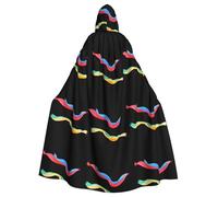 WHJSHOP Sciarpe colorate svolazzanti nel vento Stampe Mantello con cappuccio per adulti per Halloween, giochi di ruolo e feste in costume