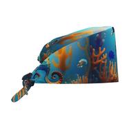 WHJSHOP Seabed Coral Seahorse Pattern Cleaning Working Cap Cappello da chef per donne e uomini, per chirurgia, infermieristica, nero