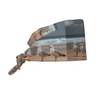 WHJSHOP Seagulls on the beach - Cappello da chef per donne e uomini, per la pulizia delle immagini, per chirurgia e allattamento, colore: nero
