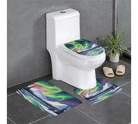 WHJSHOP - Set di 3 tappetini antiscivolo con splendida stampa delle luci del nord a forma di U, strettamente attaccati, assorbenti e durevoli, spessi e confortevoli