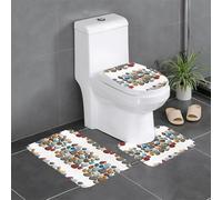 WHJSHOP Set di 3 tappetini con pietre colorate stampate idrorepellenti e antiscivolo per bagni, WC e cucine