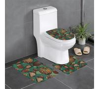 WHJSHOP Set di 3 tappetini da bagno con bordo a forma di pigna, antiscivolo, 61 x 40,6 cm, per WC, toeletta e servizi igienici, facili da pulire