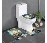 WHJSHOP Set di 3 tappetini da pavimento con motivo pirata con luna piena, assorbenti e antiscivolo, per bagno, WC e cucina