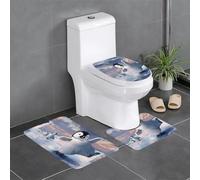WHJSHOP Set di 3 tappetini Happy Penguin Prints, assorbenti e antiscivolo, per bagno, WC e cucina