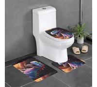 WHJSHOP Set di 3 tappetini Tyrannosaurus rex stampati assorbenti e antiscivolo per bagno, WC e cucina