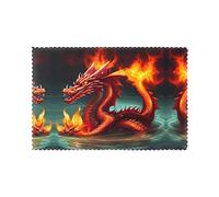 WHJSHOP Set di 6 tovagliette 30,5 x 45,7 cm per decorazione tavolo da pranzo, spesse, robuste e resistenti al calore, stampate con il re drago in fuoco