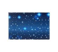 WHJSHOP Set di 6 tovagliette da 30,5 x 45,7 cm, per decorazione tavolo da pranzo, spesse, robuste e resistenti al calore, motivo a stelle blu stampate