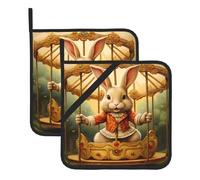 WHJSHOP Set di due pezzi con stampa coniglietto su giostra, quadrato, isolato, ispessito, impermeabile, facile da pulire