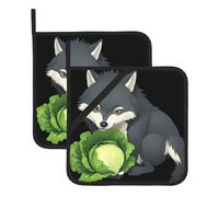 WHJSHOP Set di due tappetini quadrati con stampa di lupo vegetariano, isolati, ispessiti, impermeabili, facili da pulire