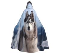 WHJSHOP Siberian Husky Picture - Mantello con cappuccio per adulti, per Halloween, giochi di ruolo e feste a tema