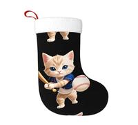 WHJSHOP Simpatico gattino che gioca a baseball stampe, calze decorative natalizie per decorare durante Halloween, Natale e Capodanno