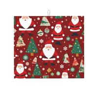 WHJSHOP Simpatico tappetino assorbente da cucina con stampa di Babbo Natale: antiscivolo, reversibile, tappetino scolapiatti regalo per nuove case, ristrutturazioni, Natale, festa della mamma