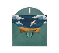 WHJSHOP Skylarks fly over the wheat fields Prints, biglietto di auguri con stampa di carta perlata di alta qualità, effetto perlato su entrambi i lati, busta in carta perlata con fibbia d'amore