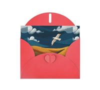 WHJSHOP Skylarks fly over the wheat fields Prints, biglietto di auguri con stampa di carta perlata di alta qualità, effetto perlato su entrambi i lati, busta in carta perlata con fibbia d'amore