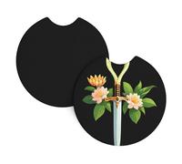 Whjshop - Sottobicchieri per auto, confezione da 2 pezzi, con immagine di cobra e spada, in gomma cloroprenica resistente, impermeabile, ad asciugatura rapida, inodore