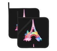 WHJSHOP Sottovaso colorato con immagine della Torre Eiffel, 2 pezzi, con una comoda corda laterale per appenderlo facilmente