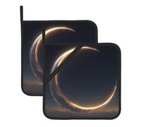 WHJSHOP Sottovaso quadrato isolante con immagine a mezza luna luminosa, 2 pezzi, dotato di una comoda corda laterale per appenderlo facilmente