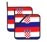 WHJSHOP Sottovaso quadrato isolato con bandiera della Repubblica di Croazia, 2 pezzi, dotato di una comoda corda laterale per appenderlo facilmente