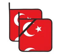 WHJSHOP Sottovaso quadrato isolato con bandiera della Turchia, 2 pezzi, dotato di una comoda corda laterale per appenderlo facilmente