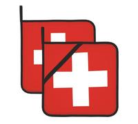 WHJSHOP Sottovaso quadrato isolato con bandiera svizzera, 2 pezzi, dotato di una comoda corda laterale per appenderlo facilmente