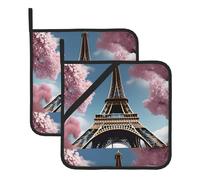 WHJSHOP Sottovaso quadrato isolato con immagine della Torre Eiffel di Parigi, 2 pezzi, dotato di una comoda corda laterale per appenderlo facilmente