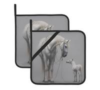 WHJSHOP Sottovaso quadrato isolato con immagine di cavalli che si fissano l'un l'altro 2 pezzi con una comoda corda laterale per appenderlo facilmente