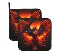 WHJSHOP Sottovaso quadrato isolato con immagine di fenice arancione, rosso, 2 pezzi, dotato di una comoda corda laterale per appenderlo facilmente