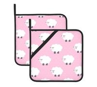WHJSHOP Sottovaso quadrato isolato con immagine di pecora, 2 pezzi, spesso, resistente, per isolamento termico, per microonde, forno e grigliate all'aperto