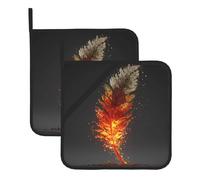WHJSHOP Sottovaso quadrato isolato con immagine di piume di fenice pixelate, 2 pezzi, dotato di una comoda corda laterale per appenderlo facilmente