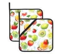 WHJSHOP Sottovaso quadrato isolato con immagini di frutta, 2 pezzi, dotato di una comoda corda laterale per appenderlo facilmente