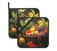 WHJSHOP Sottovaso quadrato isolato con immagini di piante e frutta, 2 pezzi, dotato di una comoda corda laterale per appenderlo facilmente