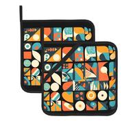 WHJSHOP Sottovaso quadrato isolato con motivo retrò frammenti immagine 2 pezzi con una comoda corda laterale per appendere facilmente