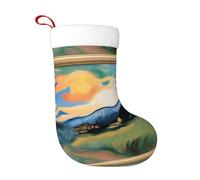 WHJSHOP Stampa con pittura a olio di Dawn Under Calze decorative natalizie per decorare durante Halloween, Natale e Capodanno