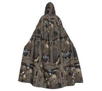 WHJSHOP Steampunk Meccanico Ingranaggi Stampe Mantello con Cappuccio - Drammatico Manica Lunga Cosplay Layer