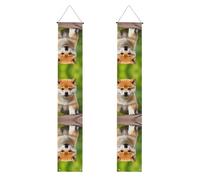 WHJSHOP Striscione per portico con immagine di cane Shiba Inu, robusto, durevole, lavabile e riutilizzabile, decorazione di laurea per feste, cerimonie, porte d'ingresso