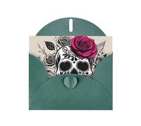 WHJSHOP Sugar Horror Skull Flowers Rose Prints, biglietto di auguri di alta qualità, carta perlescente su entrambi i lati, effetto perlato, busta in carta perlata